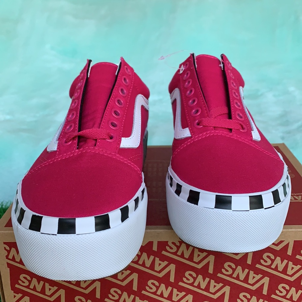 VANS OLD SKOOL STACKED LOGO STACK CABARET/TRWHT WM - Picture 8 of 13